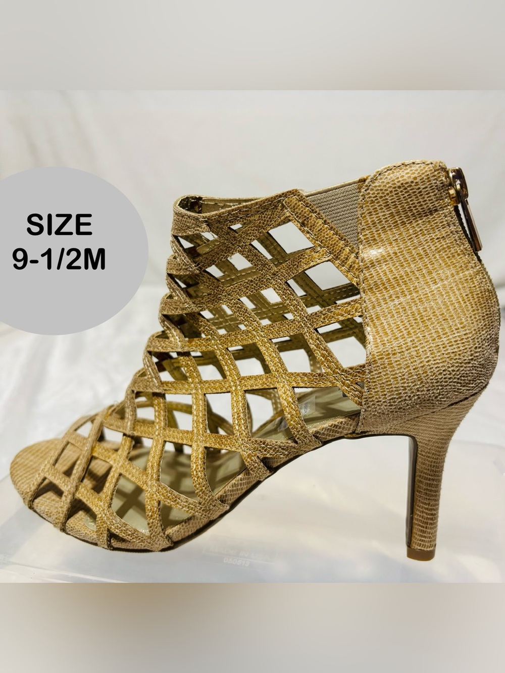 a.n.a Tan lattice cut-out 3-1/4” heel bootie NEW WITHOUT TAG